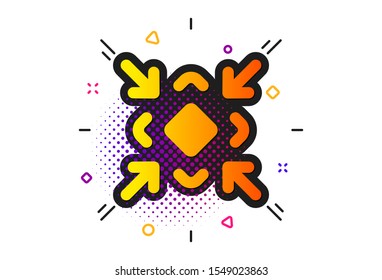 Small screen symbol. Halftone circles pattern. Minimize arrow icon. Minimise Navigation sign. Classic flat minimize icon. Vector