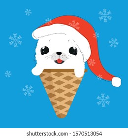 small seal in a waffle cone