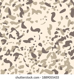 Small seamless pattern. Leaves, berries, spots. Black background. For print and web pages. Terrazzo.