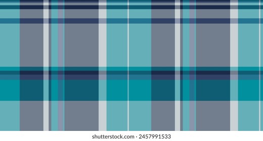 Small seamless texture textile, outfit pattern vector background. Hunter check plaid tartan fabric in cyan and slate gray color.