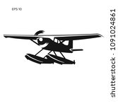 Small seaplane isolated vector illustration. Single engine turboprop hydroplane icon
