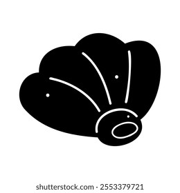 A small seashell in black and white colors. Doodles clip art for your projects. 