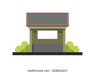 Kleines Wachgebäude mit Blechdach. Einfache flache Illustration