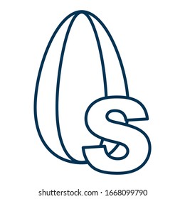 Small seed.  Sunflower kernel outline vector icon on white background isolated