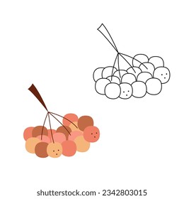 Un pequeño conjunto con un grupo abstracto de garabatos romanos. Ilustración vectorial de clipart en blanco y negro y en color.