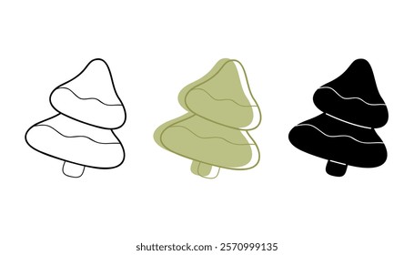 A small set with conifers in different colors. Clip art for your projects.