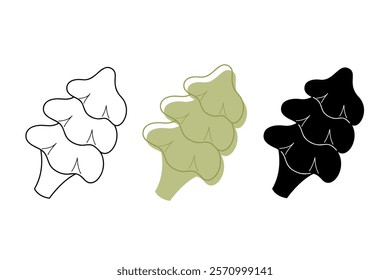 A small set with conifers in different colors. Clip art for your projects.
