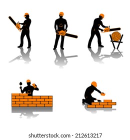 Small Set Different Types Builders All Stock Vector (Royalty Free ...