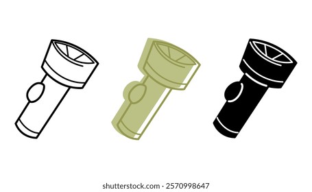 A small set of flashlights in different colors. Clip art for your projects.