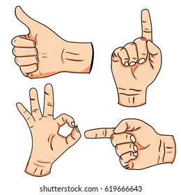 Small set of hand draw hands
