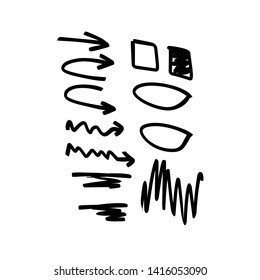 Small set of hand drawn arrows and lines and underlines EPS vector