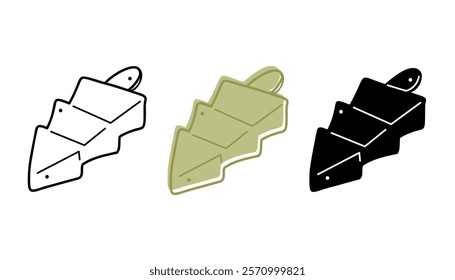 A small set with ice cream in the shape of a fir-tree. Clip art for your projects.