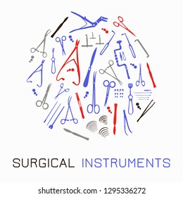 A small set medical instruments, poster design or backdrop.  