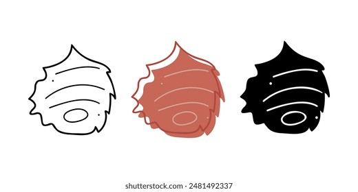 A small set with one seashell in different colors. Doodles clip art for your projects. 