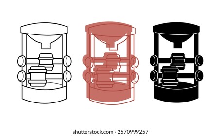 A small set with sandbox mill in different colors. Clip art for your projects.