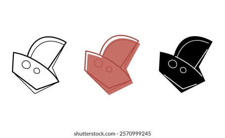 A small set with sandbox mold in the shape of a boat in different colors. Clip art for your projects.
