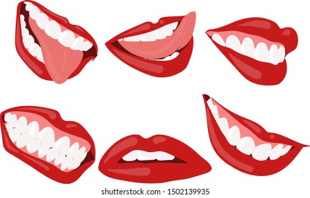 Small Set Silhouettes Female Lips Different Stock Vector (Royalty Free ...