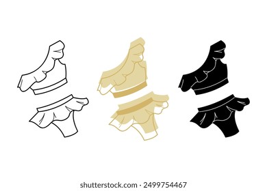 A small set with a swimsuit in different colors. Clip art for your projects.