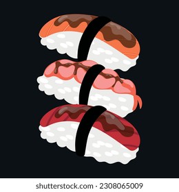 Ein kleiner Satz von drei Arten von Sushi