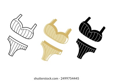 A small set with a two-piece swimsuit in different colors. Clip art for your projects.