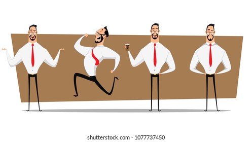 Small set of vector businessman design on process gestures, actions and poses. Good for business or financial infographics