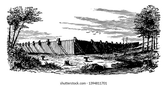 Small shade built on the outer Deborah of a custodial located in Milan Georgia vintage line drawing or engraving illustration.