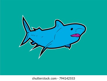 Small Shark Color Sticker Stock Vector (Royalty Free) 794142553 ...