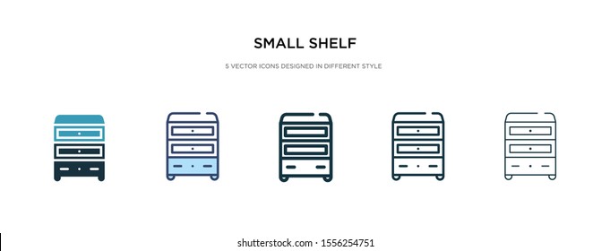 small shelf icon in different style vector illustration. two colored and black small shelf vector icons designed in filled, outline, line and stroke style can be used for web, mobile, ui
