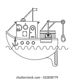 Small ship with a crane