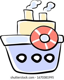 Kleines Schiff, Illustration, Vektorillustration auf weißem Hintergrund.