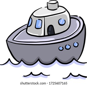 Small ship, illustration, vector on white background