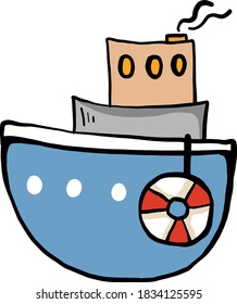 Buque pequeño, ilustración, vector sobre fondo blanco