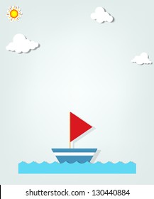 small ship. paper cut vector image