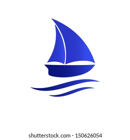 Small ship and sea wave icon