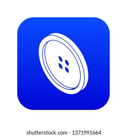 Small shirt button icon blue vector isolated on white background