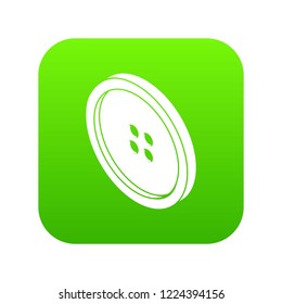 Small shirt button icon green vector isolated on white background