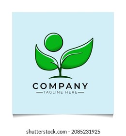 Small shoots plant logo or simple bud symbol with green leaves