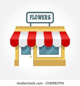 Small shop icon, little store facade with marquee, vector