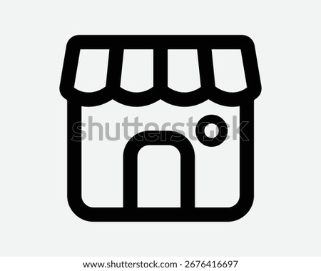 Small Shop Icon Retail Store Storefront Shophouse Business Cafe Front Line Shape Sign Symbol Exterior Restaurant Window Door Shopping Graphic Clipart