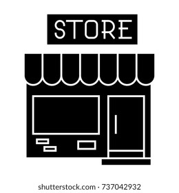 small shop icon, vector illustration, black sign on isolated background