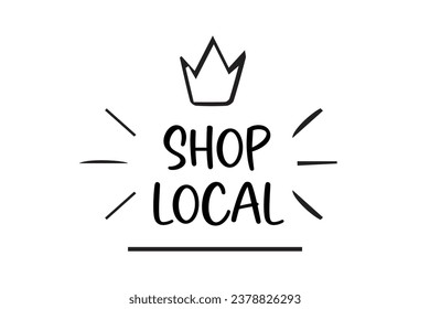 Small shop, local business hand drawn doodle text and doodles badge