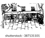  Small shops or business on ground floor. Sketch collection.Vector