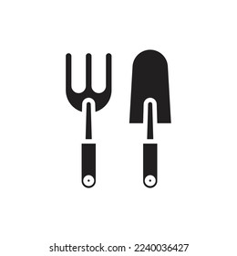 Small Shovel and Fork Filled Icon Vector Illustration