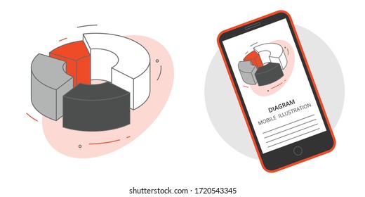 Small simple abstract crisis data illustration. Using for mobile app or website example. 