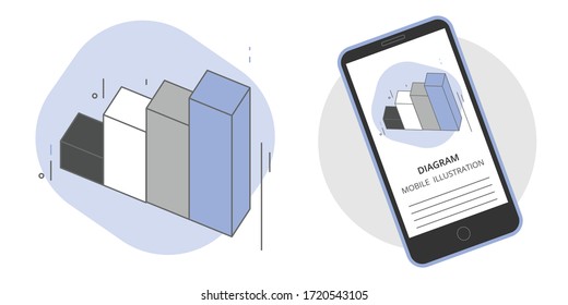 Small simple abstract growth data illustration. Using for mobile app or website example. 