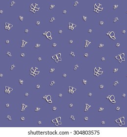 Small simple butterflies on a  blue background