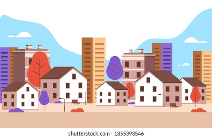 Small Simple City Town Street Concept Stock Vector (royalty Free 