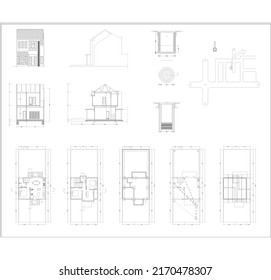 small and simple house floor plan and elevation sketch