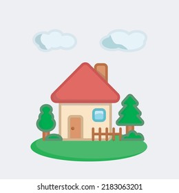 Small Simple House. Vector Graphic Design Illustration.