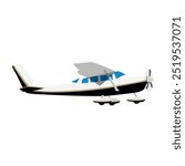 Small single engine airplane cessna isolated on white background. Vector